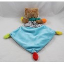 Fox flat cuddly toy CHILDREN'S WORDS diamond Leclerc scarf green yellow orange 30 cm