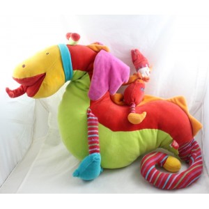 Grande peluche dragon MOULIN ROTY Dragobert peluche d'éveil XL 80 cm