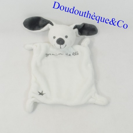 Doudou plat lapin Grain de blé blanc étoile rectangle 22 cm