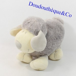 Peluche mouton NICOTOY gris et blanc yeux brodés 23 cm