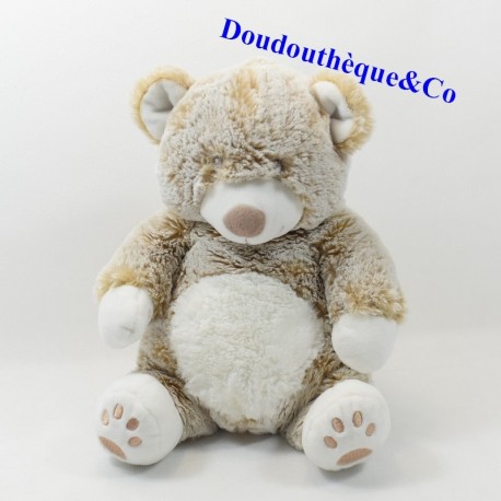 Plüschbär TEX braun chiné Carrefour Bauch weiße Aufdrucke 27 cm Plüschbär TEX braun chiné Carrefour Bauch weiße Aufdrucke 27 cm