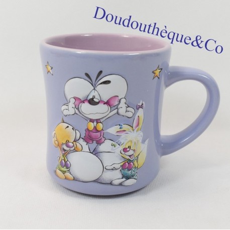 Mug in relief mouse DIDDL purple ceramic cup 3D 10 cm