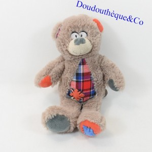 Teddybär CREDIT AGRICOLE Stoffe geflickte blaue Fliesen 28 cm