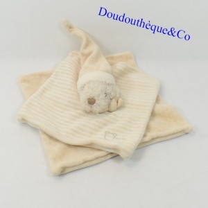 Doudou bear J-LINE Oscar beige cap and scarf 23 cm
