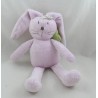 Conejo de felpa musical JACADI rosa púrpura flor verde 28 cm