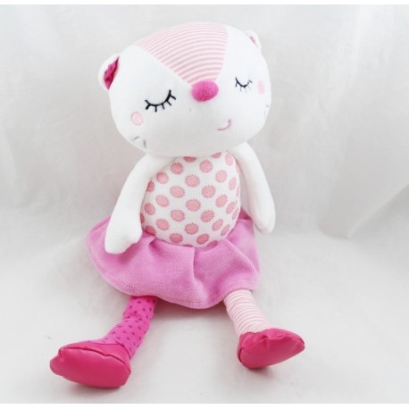 Peluche chat ORCHESTRA Prémaman fantaisie ballerine rose blanc 32 cm