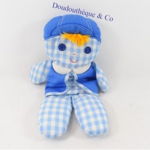 Doll cuddly toy cloth FISHER PRICE gingham blue bell 32 cm
