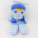 Doll blanket cloth FISHER PRICE gingham blue bell 32 cm