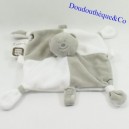 Doudou flat bear THREE KILOS SEVEN puppet taupe and white knot