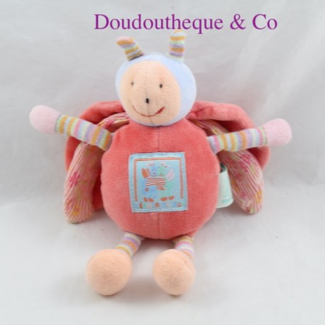 Mini cuddly ladybug MOULIN ROTY Zephir and Zoe pink bell 19 cm