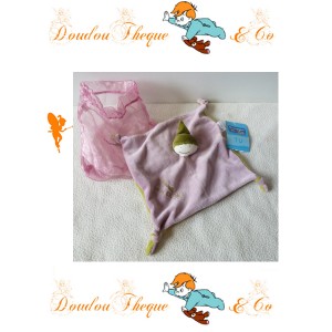 Doudou plat Lutin LA COMPAGNIE DES PETITS étincelle mauve vert 