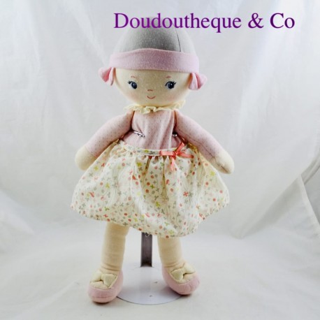 Poupée chiffon COROLLE peluche robe fleuries