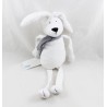 Doudou rabbit BOUT'CHOU white scarf gray Monoprix 30 cm