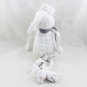 Conejo Doudou BOUT'CHOU pañuelo blanco gris Monoprix 30 cm