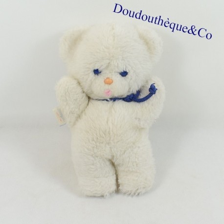 Teddy bear BOULGOM white pulls tongue vintage pink nose 22 cm