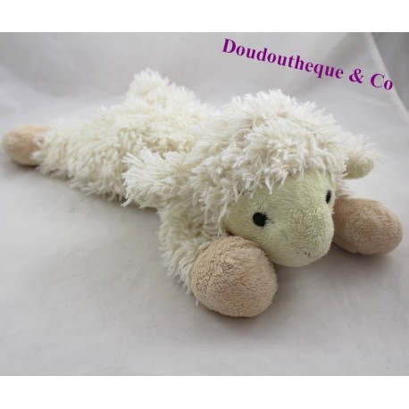 Peluche mouton NICOTOY beige poils longs 33 cm