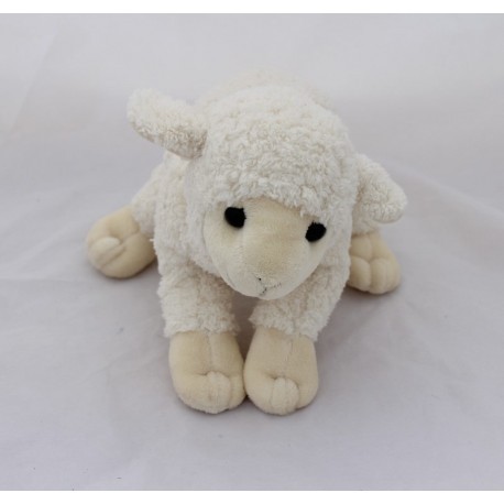 Sheep Doudou NICOTOY white blue sitting 21 cm