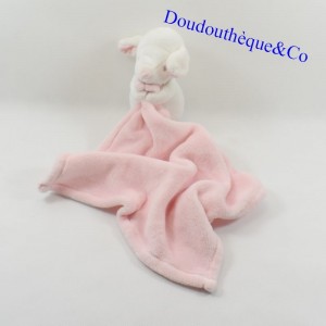 Doudou mouton SIMBA TOYS blanc mouchoir rose 20 cm