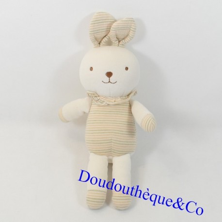 Plüschhase ORGANIC 100 Gestreiftes Beige und Weiß Bio 35 cm Plüschhase ORGANIC 100 Gestreiftes Beige und Weiß Bio 35 cm