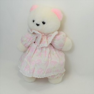 Teddy bear MUDIA white pink dress with lace 30 cm