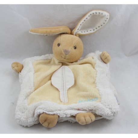 Doudou puppet rabbit KALOO Pure Leaf beige white feather 25 cm