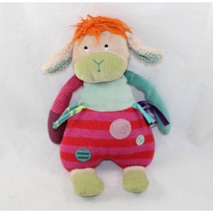 Doudou mouton MOULIN ROTY Les Jolis Pas Beaux agneau vert beige 27 cm