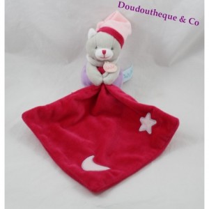 Doudou handkerchief cat BABY NAT' Luminescent star moon pink 16 cm