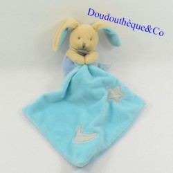 Doudou handkerchief rabbit BABY NAT' Luminescent star moon blue 16 cm