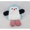 Blanket flat penguin CATIMINI blue white striped red pocket 19 cm