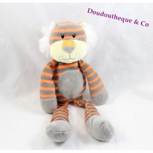 Doudou tiger MAX & SAX striped orange gray Carrefour 32 cm