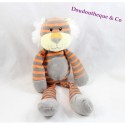 Doudou tigre MAX & SAX rayé orange gris Carrefour 32 cm