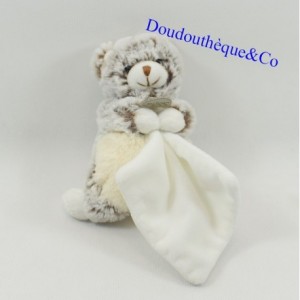 Doudou bear BABY NAT' The Flakes brown handkerchief white BN664 19 cm