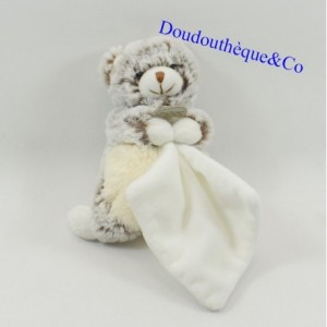 Doudou mouchoir lapin BABY NAT' Les Flocons blanc gris BN664 20 cm