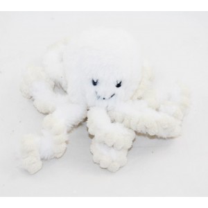 Petite peluche pieuvre souriante blanc beige 8 tentacules 17 cm