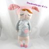 Bambola straccio peluche berretto coniglio vestito grigio 35 cm