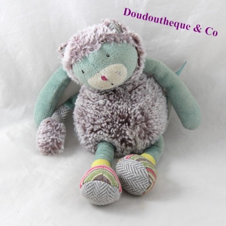 Doudou cat MOULIN ROTY Les Pachats gray green 23 cm