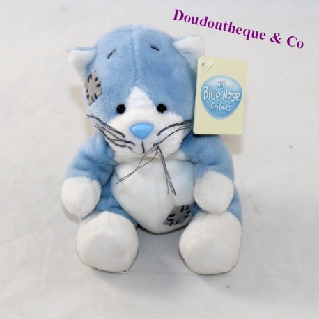 Doudou cat MY BLUE NOSE FRIENDS small blue plush sitting 10 cm