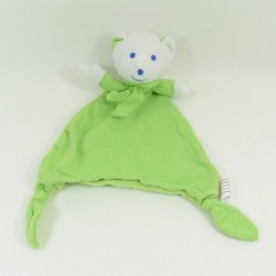 Doudou flat bear MUSTELA Musti green and white triangle 26 cm