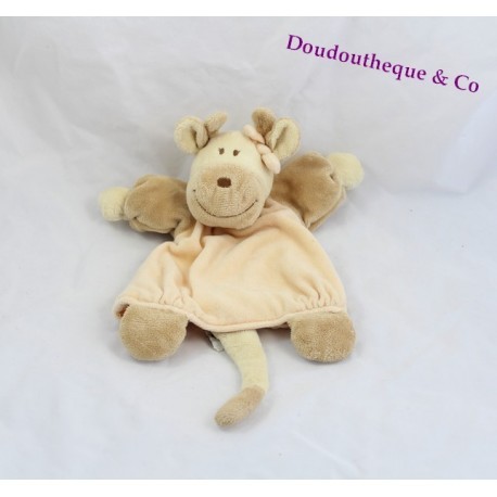 Doudou burattino Capucine giraffa NOUKIE'S Les Douzous beige rosa 24 cm