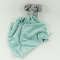 Doudou mouse ZEEMAN grey handkerchief green bell 35 cm