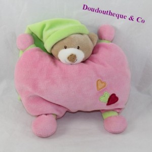 Doudou oso semi plano NATTOU corazón rosa campana 20 cm