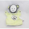 Doudou marionnette singe OBAIBI vert gris blanc 24 cm