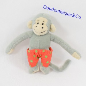 Mini plush monkey Popi BAYARD Shorts with green flowers 12 cm