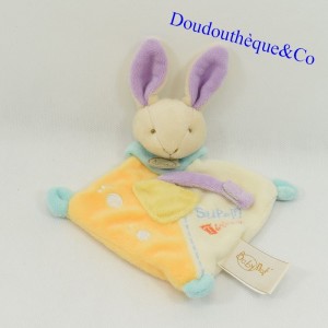 Doudou attache tétine lapin BABY NAT' Super tétine vert et jaune 20 cm