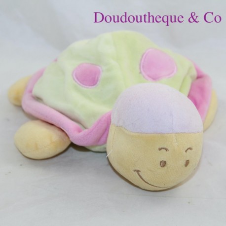 Doudou tortue TEX vert rose