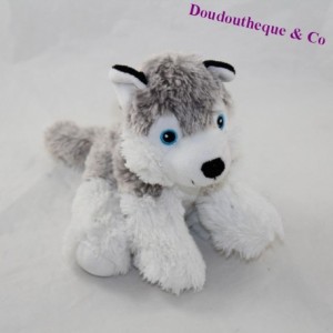 Peluche chien IMAGIN Husky gris blanc yeux bleus 17 cm