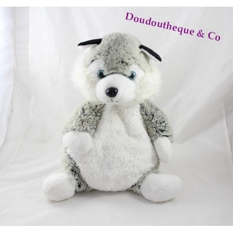 Peluche husky chien RODADOU gris blanc noir loup 40 cm