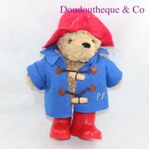 Teddybär Paddington Bär blauer Mantel roter Hut
