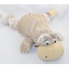 Peluche vintage hippopotame SUPERTOYS beige style rumple yeux plastiques 50 cm