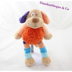 Doudou dog DOUKIDOU cocard orange blue Dou Kidou 28 cm